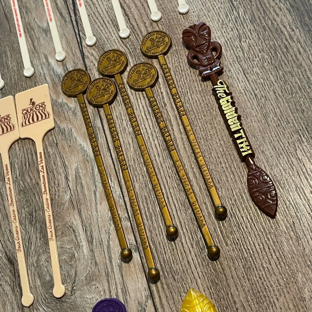 75 Vintage Las Vegas Casino Cocktail Swizzle Sticks Stirrers Caesars Maxim Tiki